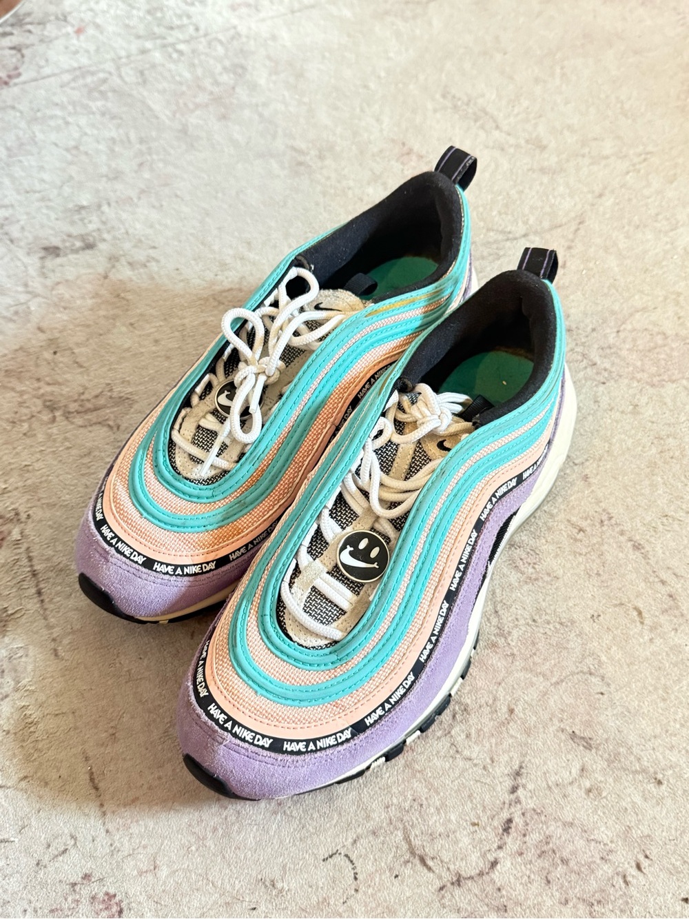 Nike Women’s Turquoise Peach Lavender White Layered Sneakers